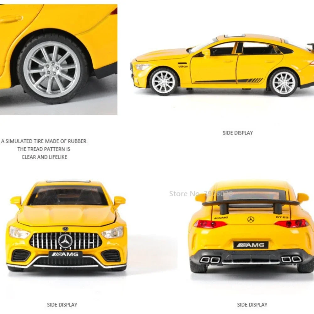 1:32 сплав GT63S SLS, миниатюрные модели автомобилей, игрушки, 4 двери, открытые, спортивный автомобиль, легкая музыкальная коллекция, подарки для мальчиков