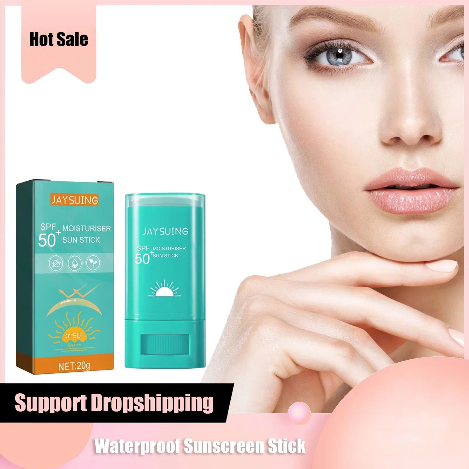SPF 50 Refreshing Sunblock Stick Moisturizing Oil Control Anti Ag-ing UV Protection Waterproof Whi-tening Solid Sunscreen Stick
