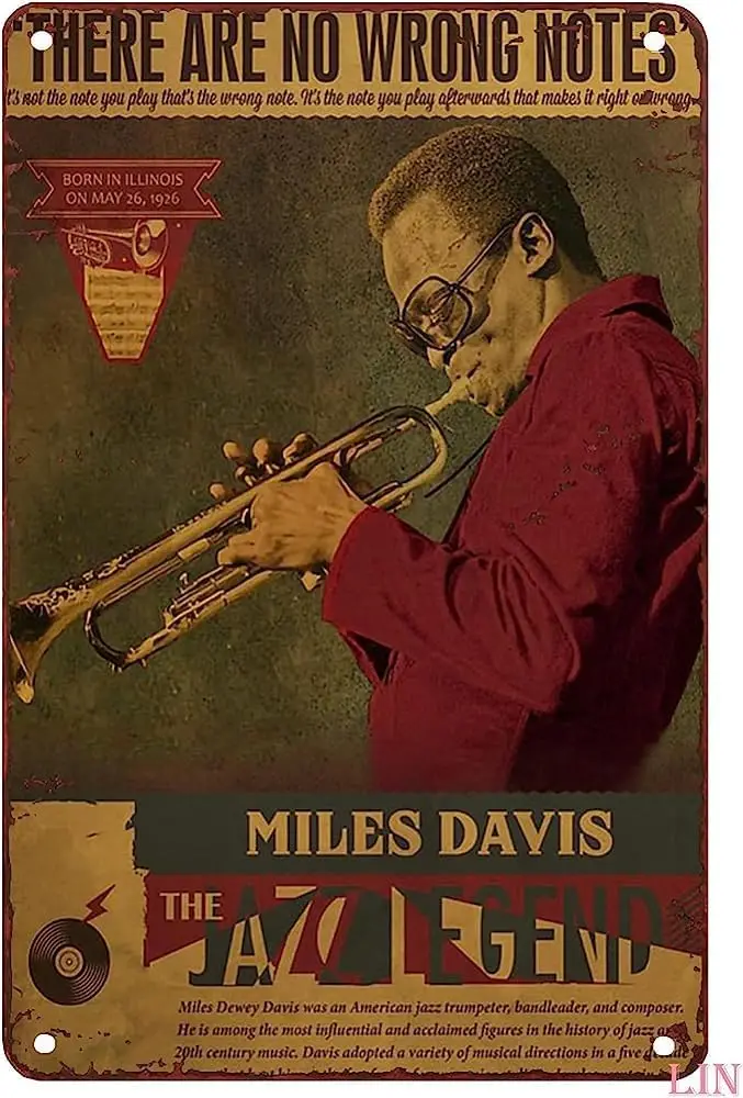 Metal Tin Jazz Posters Music Poster Jazz Vintage Art Print There are No Wrong Notes Metal Sign Vintage Home Decor Rustic Alum
