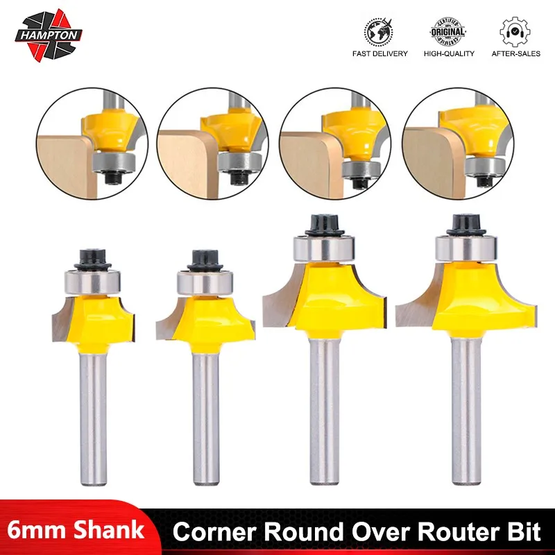 

6mm Milling Cutter Corner Round Over Router Bit With Bearing Tungsten Carbide End Mill For Woodworking Cutting Tools