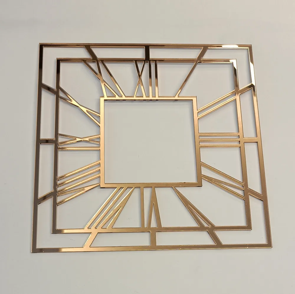 set of 2 Square Modern Mirror Clock Face, Number Clock Face Gold Silver Rose Gold for clock making, resin art