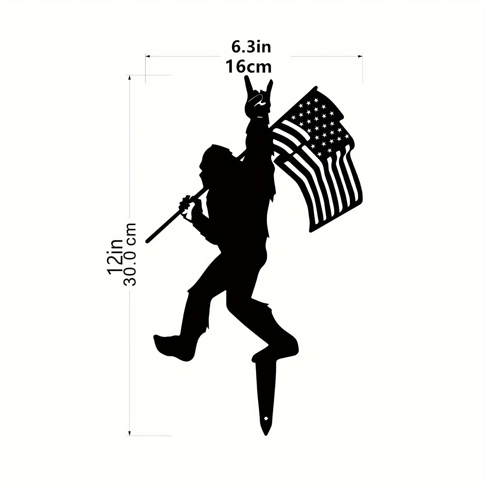 1pc, Deluxe Rustic American Patriotic Metal Sasquatch Silhouette Ornament - Durable Outdoor Garden Decor, Lawn Accent