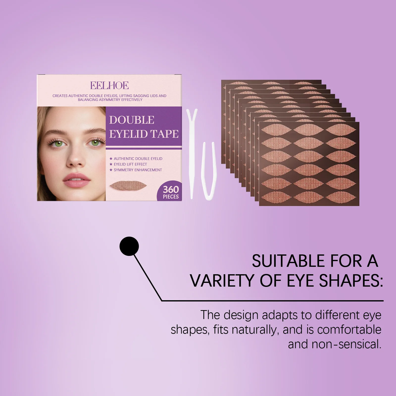 ชุดเทปติดตาสองชั้น Eelhoe สีใสเบจ แบบติดเอง มองไม่เห็นรอยต่อ สำหรับผู้หญิง อุปกรณ์แต่งหน้าแบบไร้รอย แผ่นติดตาสองชั้น 360 ชิ้น