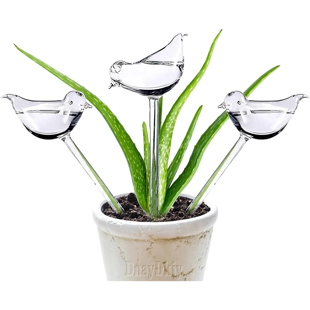 1Pcs Plant Waterer Self Watering Globes, Bird Shape Hand Blown Clear Aqua Bulbs