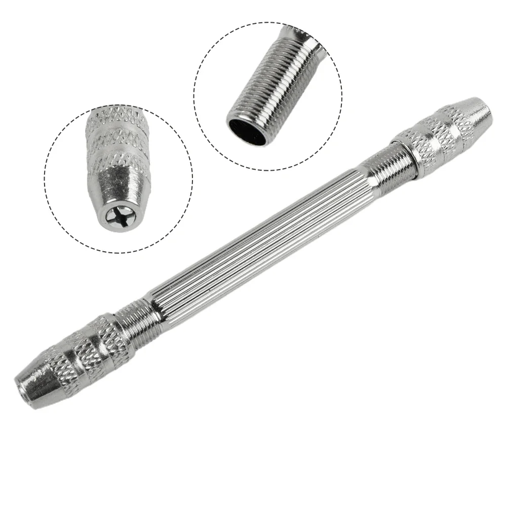 Power Tools Drill Bits Hand Tools Chrome Plating Double Head Hand Drill Jewelry Tools Silver 105mm Aluminum Alloy Material