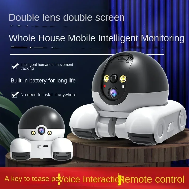 

White Robot Dog Camera Dome Camera Full APP AI Humanoid Detection Baby Monitor-EU Plug Color PTZ IP