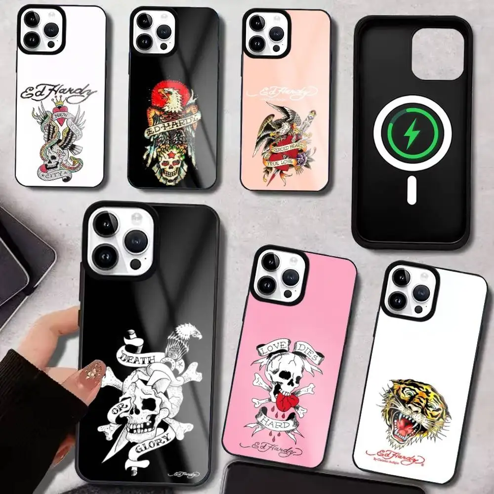 

Fashion Ed Brands Hardy Phone Case For IPhone17 16 15 14 13 12 11 Plus Pro Max Plus Wireless Charger Cover Funda