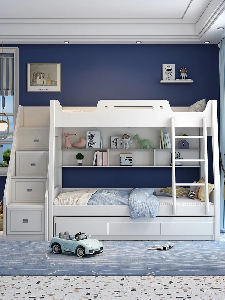 Height-Adjustable Bed Bunk Bed Small Apartment Child and Mother Combined Bed Children Bunk Bed Bunk Bed Upper and Lower