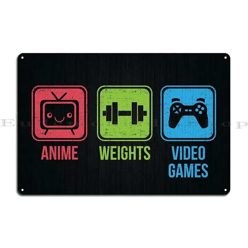 Anime Weights Video Games Metal Plaque Cinema Classic Bar Printed Design Tin Sign Poster