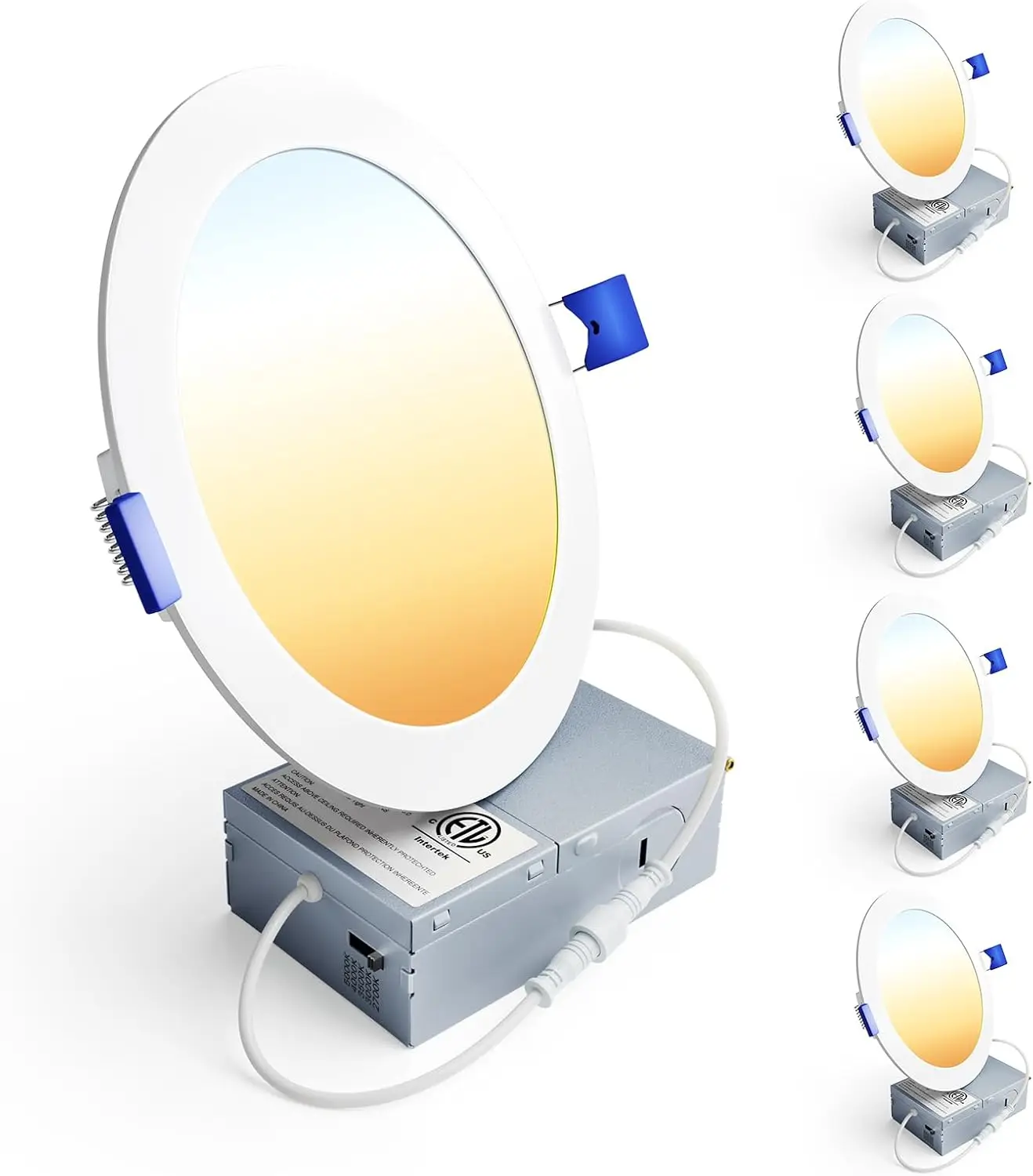 

6-дюймовый светодиодный встраиваемый светильник, диммируемый, 2700K-5000K CCT, яркость 1200 лм, 12 Вт, ультратонкий потолочный светильник - сертифицирован ETL и FCC