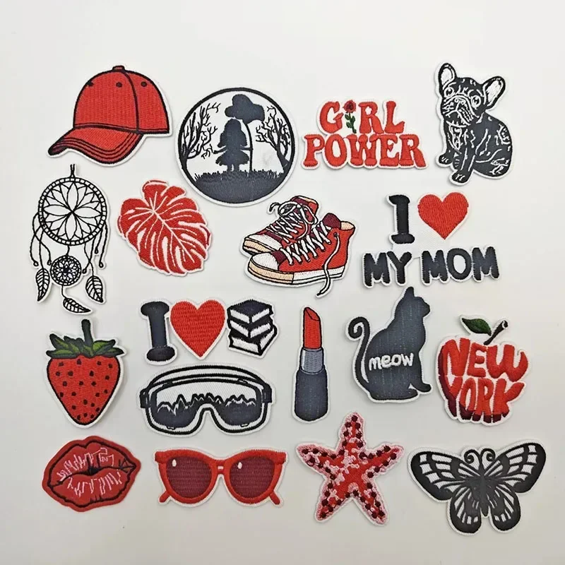 

Cartoon Embroidery Patches Glasses Caps Chimes Iron on Patches Fusible Stickers for Clothes Ironing Badges Bags Hats Accessories