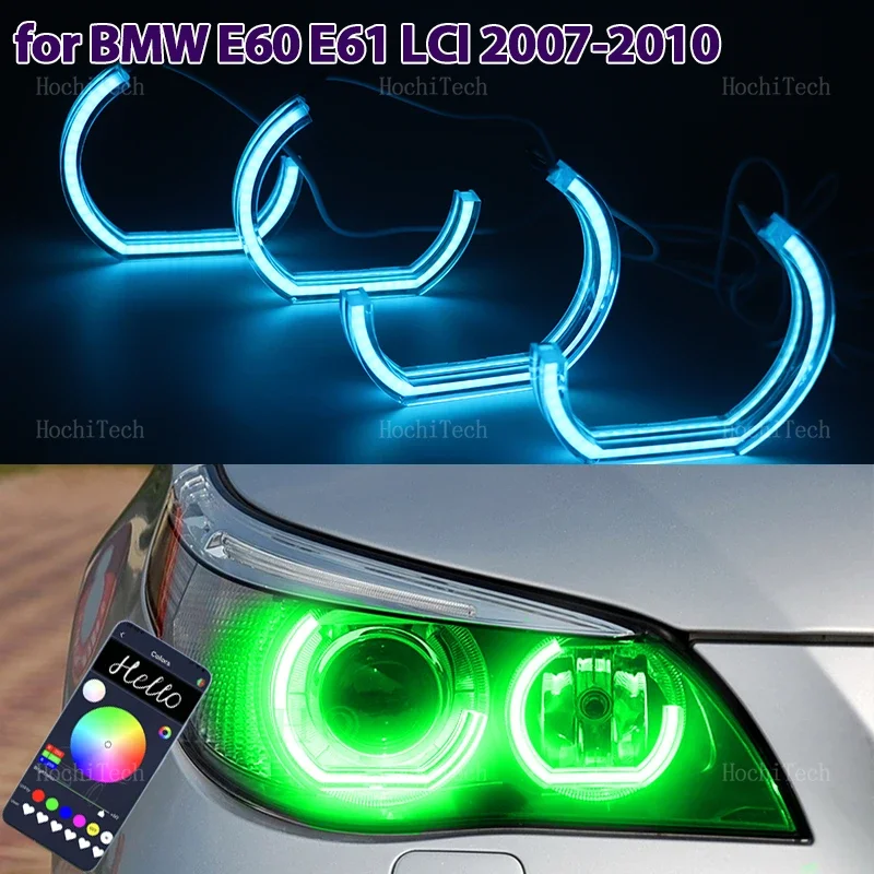

Remote APP Multi Color Crystal RGB LED Angel Eyes Kit Rings for BMW E60 E61 520i 525i 530i 540i 545i 550i M5 facelift 2007-2010