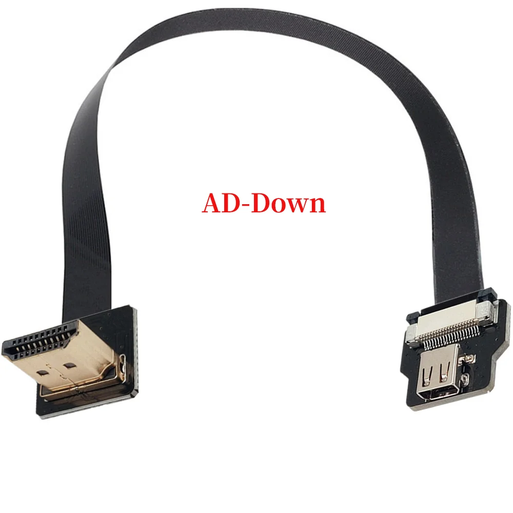 10CM Ribbon FPV HDMI-Compatible Connector Flexible Flat Cable Raspberry Pi 4 HDMI to HDMI/Mini HDMI Female 90 Degree FFC 20pin