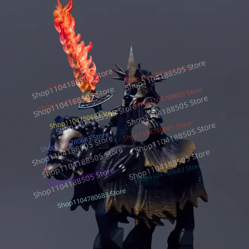 MOC Building Blocks Flame Sword Knight Mini Figure Assembly Model Display Anime Cartoon Decorative Collectible Toy Gift