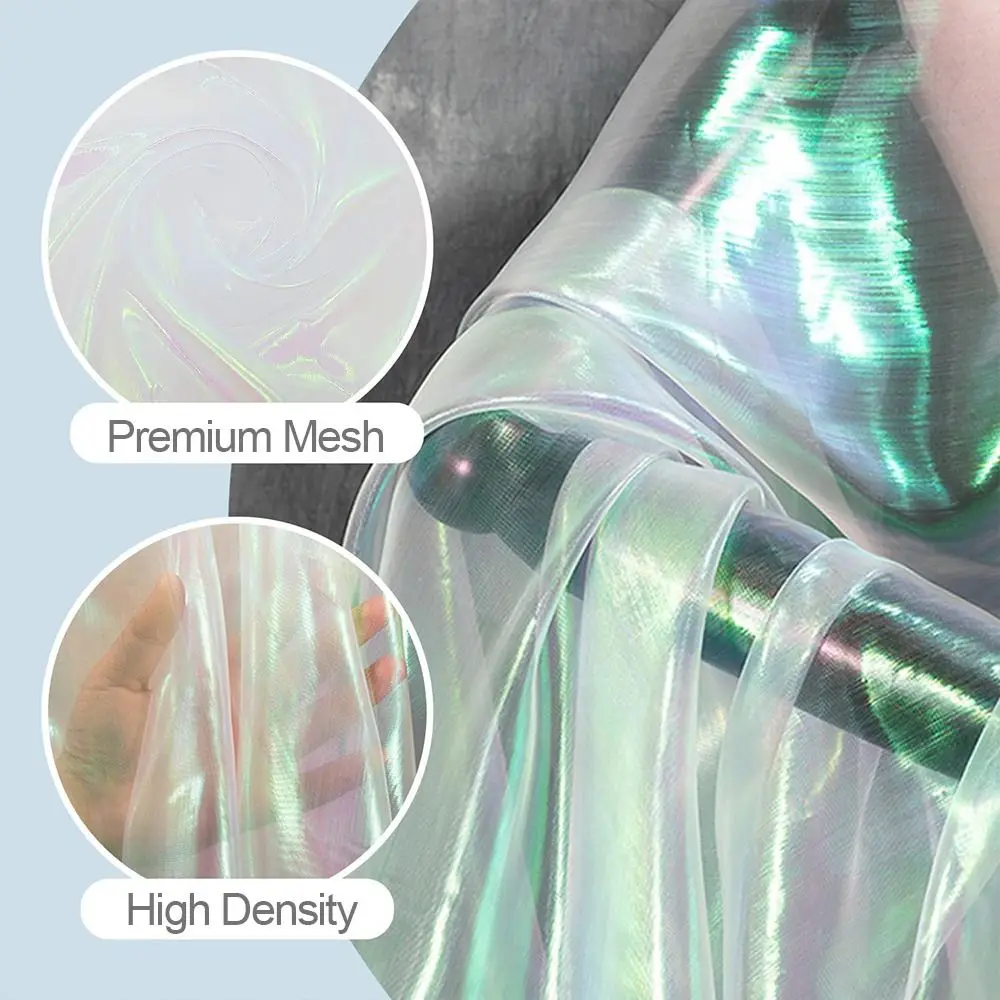 

Skirts Clothes Sewing Shiny Laser Tulle Transparent Thin Organza Fabrics Decor Voile Stage