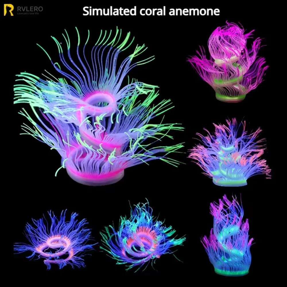 Fluoreszierende Simulierte Weiche Silikon-Seeanemonen Aquarium-Landschaftsdekoration Korallen-Nachbildung Pflanzendekoration Aquarium-Ornament
