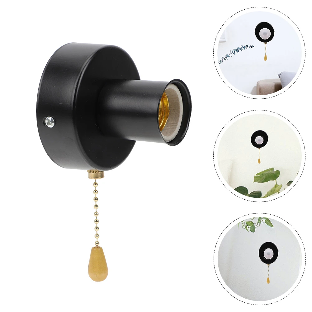 Pull Chain Lampholder Wall Light Switch Stainless Steel Chain Lamp Socket Replacement Fixture Easy Install Disassemble Long