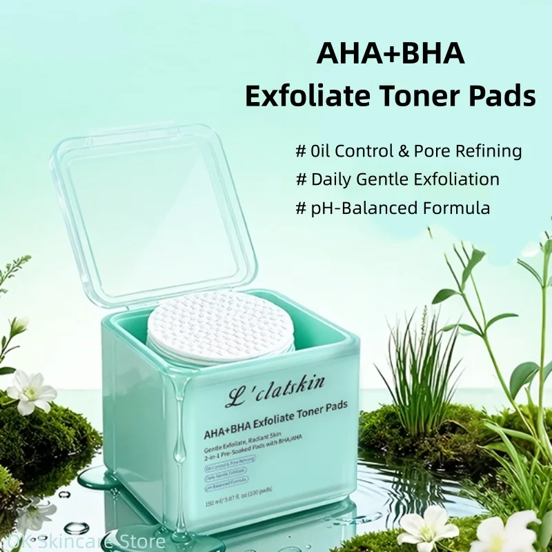 

Korean Skincare AHA+BHA Exfoliation Toner Pads, Acne Facial Moisturizing Cotton Pads Gentle Pore Care Oil Control Toner 100pads