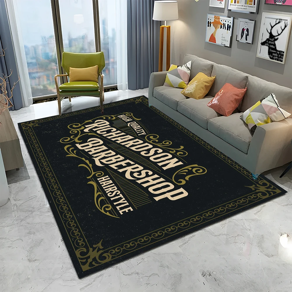 

3D Barber Shop Skull Vintage Sign HD Carpet Rug for Home Living Room Bedroom Sofa Doormat Decor,kids Area Rug Non-slip Floor Mat