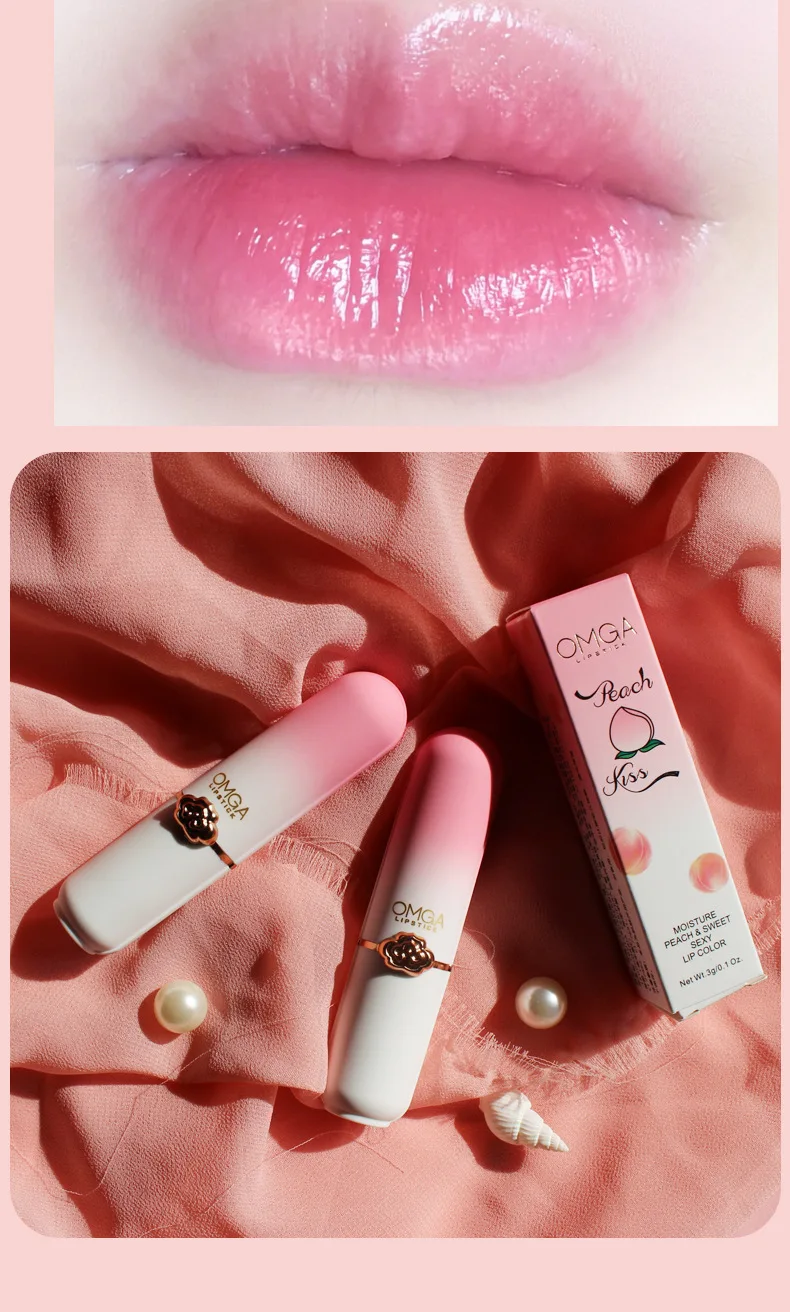 Peach Color Lip Balm Crystal Temperature Change Lipstick Girl Moisturizing LongLasting Lip Gloss Makeup Lip Care Repair Cosmetic