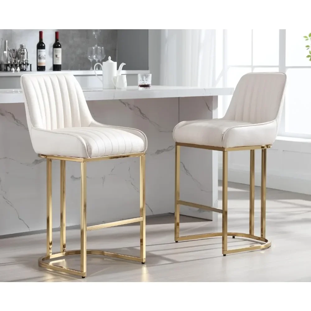 

Height Bar Stools Set of 2 with Back Modern Kitchen Counter with Gold Legs, Sturdy Base, Easy Installation, Bar Chairs, 26 Inch