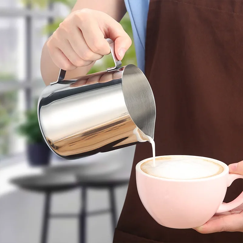 Milk Creamer Frothing Pitcher Stainless Steel, 350/600/900ml Coffee Cup Jug Latte Espresso Cappuccino Milk Cup Barista