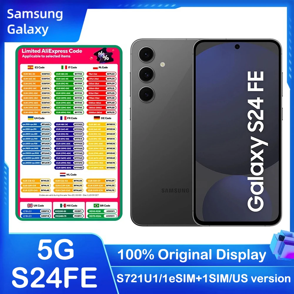 Samsung Galaxy S24 FE 5G S721U1 Android Smartphone 6.7-inch AMOLED 120Hz Samsung US version 4700mAh 25W 50MP AI Original Unlock