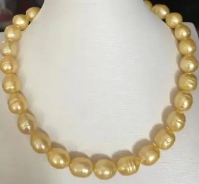 

huge 10-11mm south sea baroque gold pearl necklace 18inch