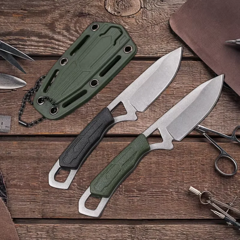 

5.3" EDC Neck Fixed Knife With Scabbard Portable Outdoor Pocket Knife Multipurpose Cutting Knife For Self Defense Fishing Cutbox