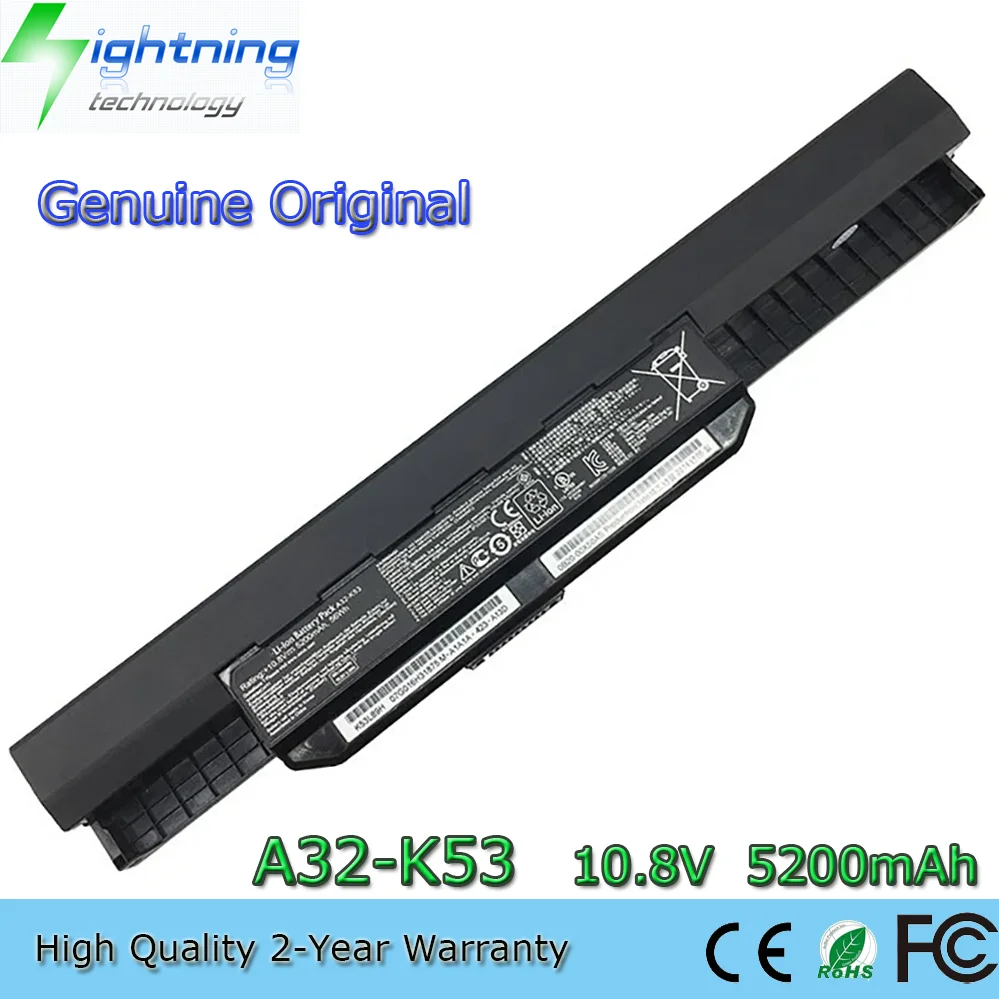 Original A32-K53 10.8V 56Wh 5200mAh Notebook Battery for Asus A43SV K43S A53 K53B K53E K53SJ K53SD K53U K54LY