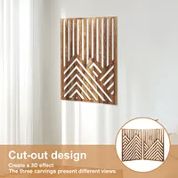 3Pcs Wood Wall Art Wall Sculpture Decor Openwork Wooden Wall Ornament Easy to Hang Timber Wall Artwork for Home Living Room 6