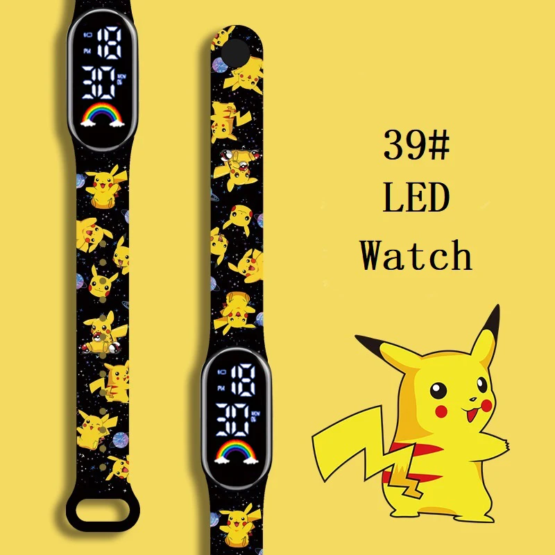 Pokemon Strap LED Electronic Watch Fashion Colorful Bracelet Touch Waterproof Anime Character Pikachu Children's Birthday Watchs