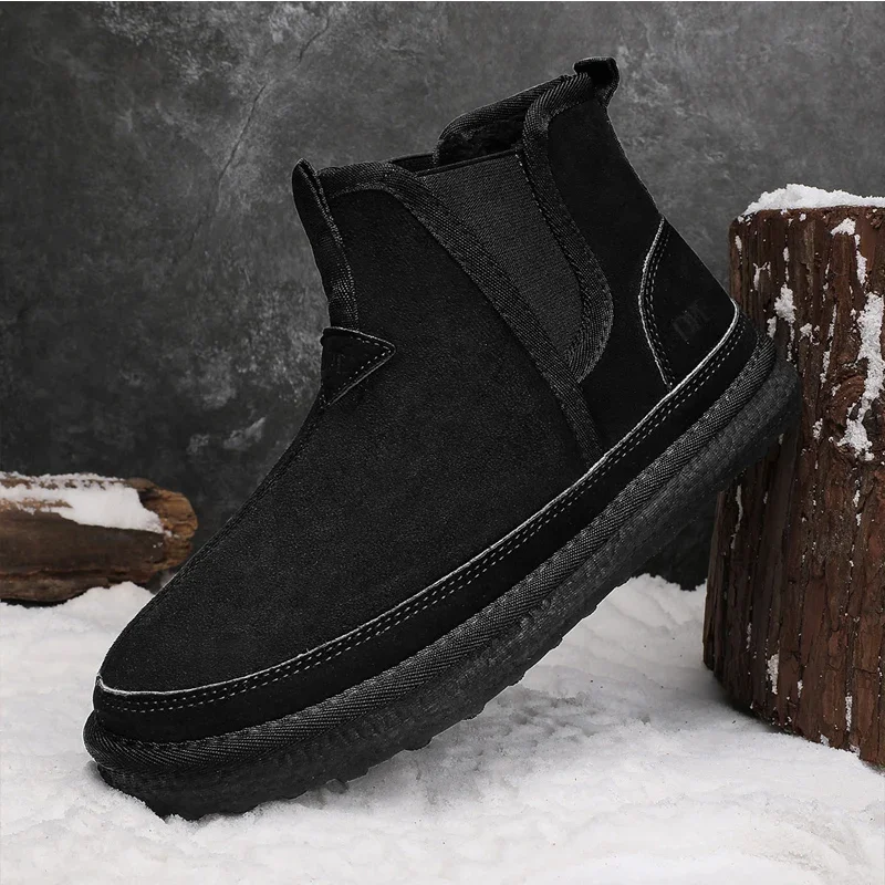 Hot Style Men\'s Snow Boots Winter Velvet and Thickening Warm Ankle Boots for Men Trendy All-match Shoes Boot for Men Cotton Shoe