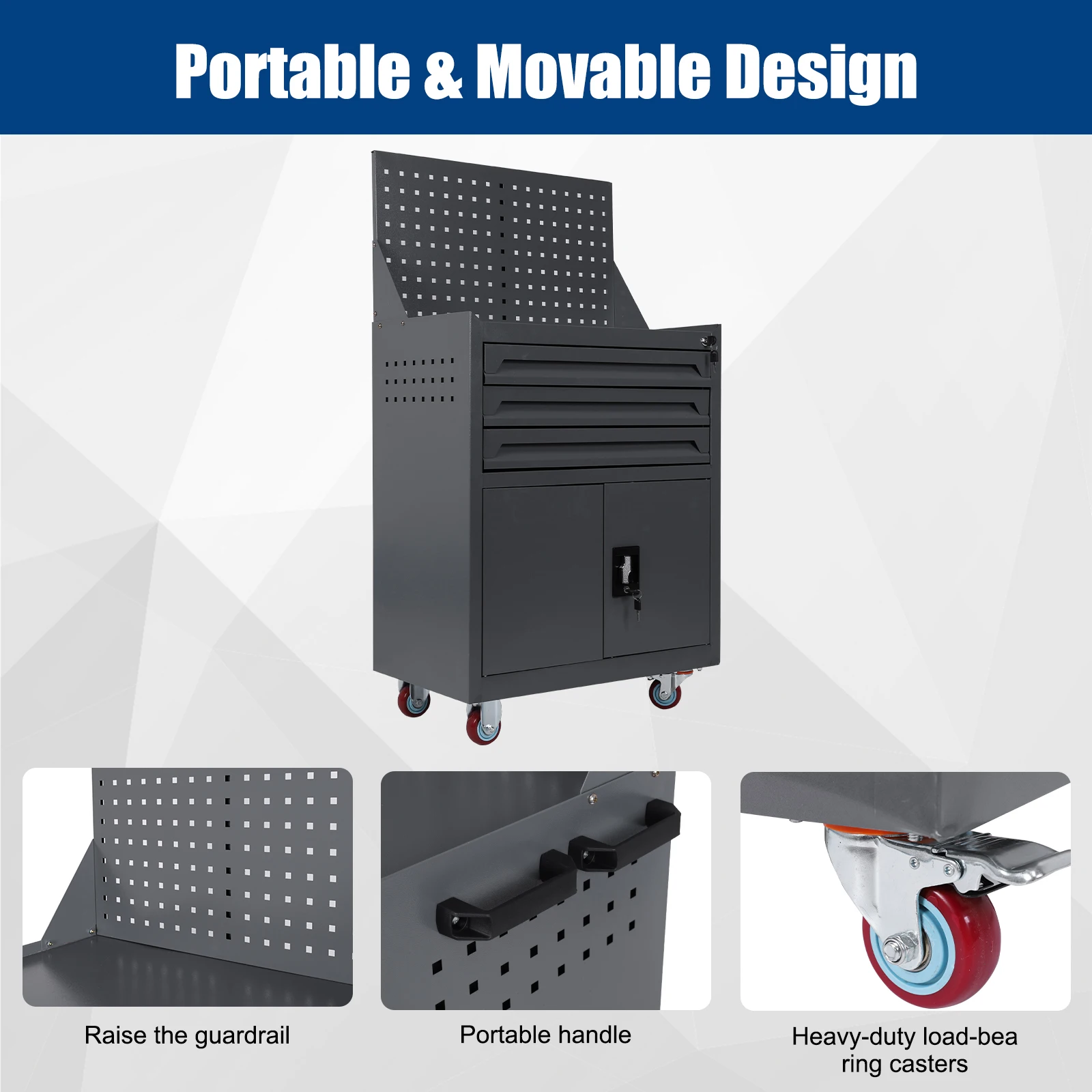 

Rolling Tool Chest with Drawers Auto Repair Tool Cart Rolling Tool Cart for Workshop Warehouse Garage