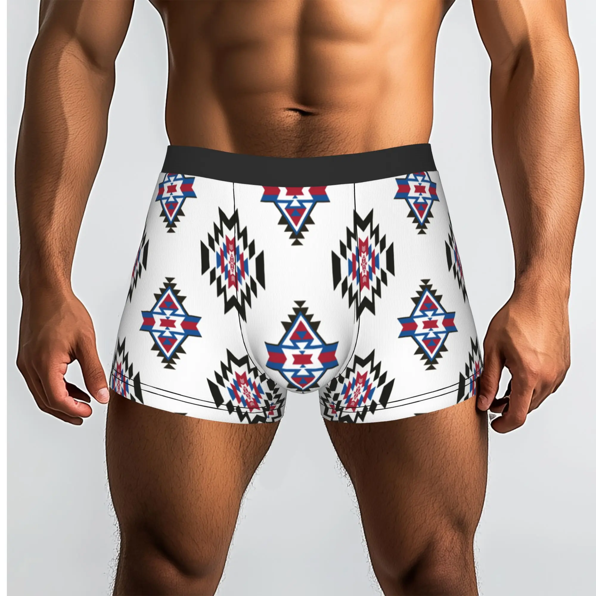 Customized Male Aztec Tribal Pattern Modern Native American Indian Prints Underwear  Boxer Briefs Soft Shorts Panties Underpants