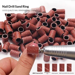 100Pcs/Pack Sanding Bands Grit File for Professional Manicure Pedicure Nail Electric Drill Machine Grinding Sand Ring Bit