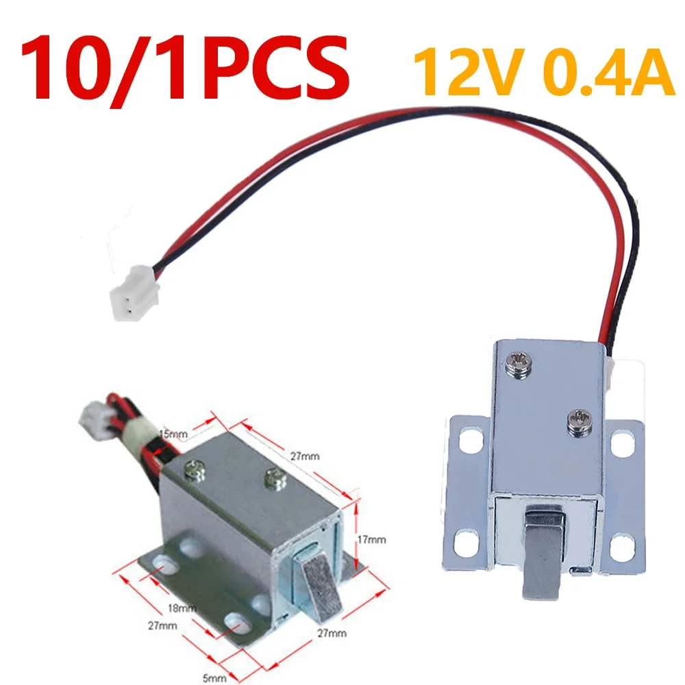 10/1pc Electronic Lock Catch Door Gate 12V 0.4A Release Assembly Solenoid Universal Drawer Anti-vibration Electric Solenoid Lock