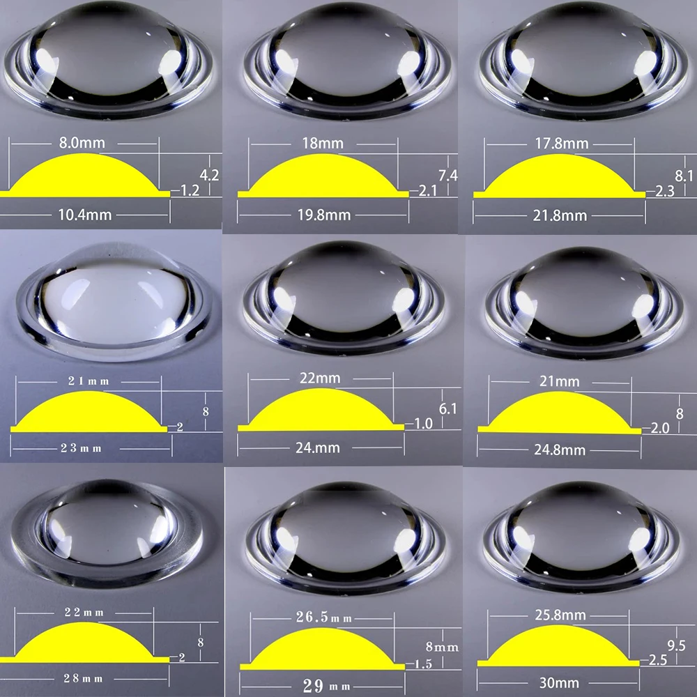 10,4-66 мм острая оптическая акриловая плоско-выпуклая линза, фонарик, фонарик, внешняя фокусировка, фотовспышка, увеличительное стекло, выпуклая