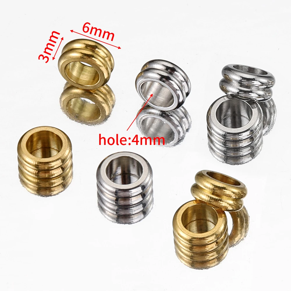 10pcs 6mm Stainless Steel Loose Beads Gold Color Big Hole Spacer Beads for DIY Jewelry Making Beads Bracelet Necklace Findings image 2