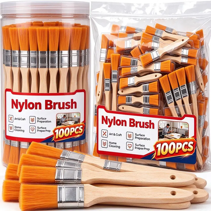 Paint Brushes Set Nylon Soft Bristle Wooden Handle Brushes for Oil Painting Dusting Watercolor Cleaning Hand Tools Wholesale