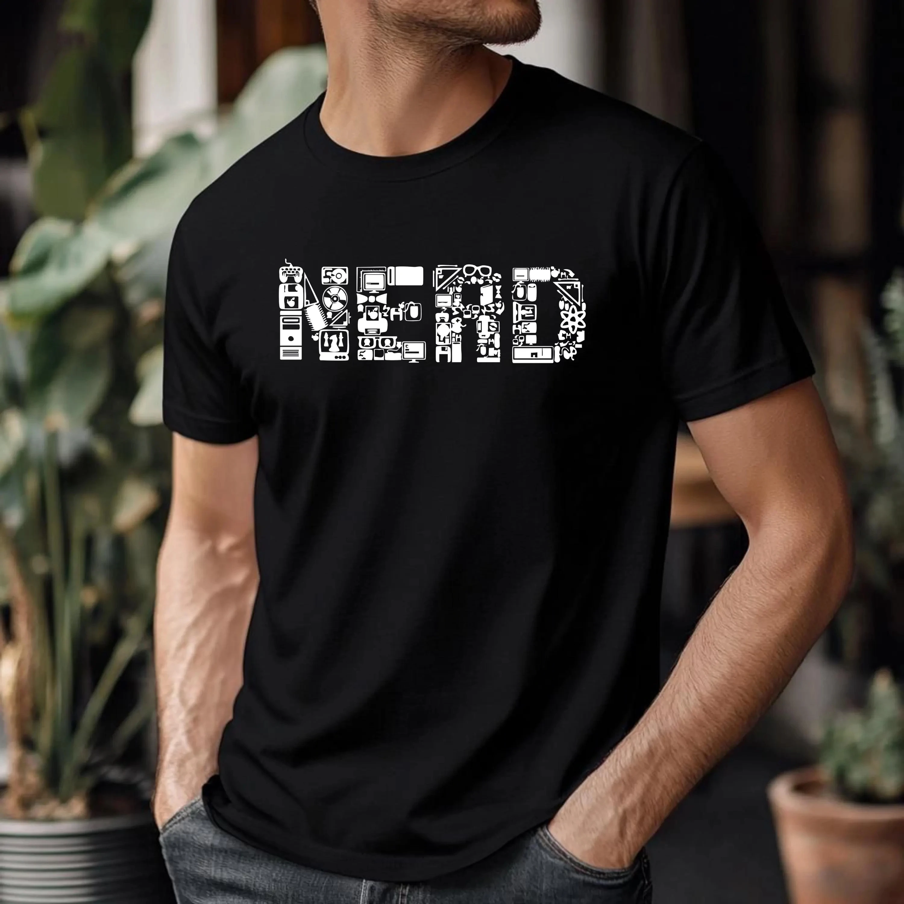 Summer Men's T-shirt, Fashionable Trend, Comfortable and Casual Retro Tech Nerd Graphic T-Shirt: Science, Computing, Gaming