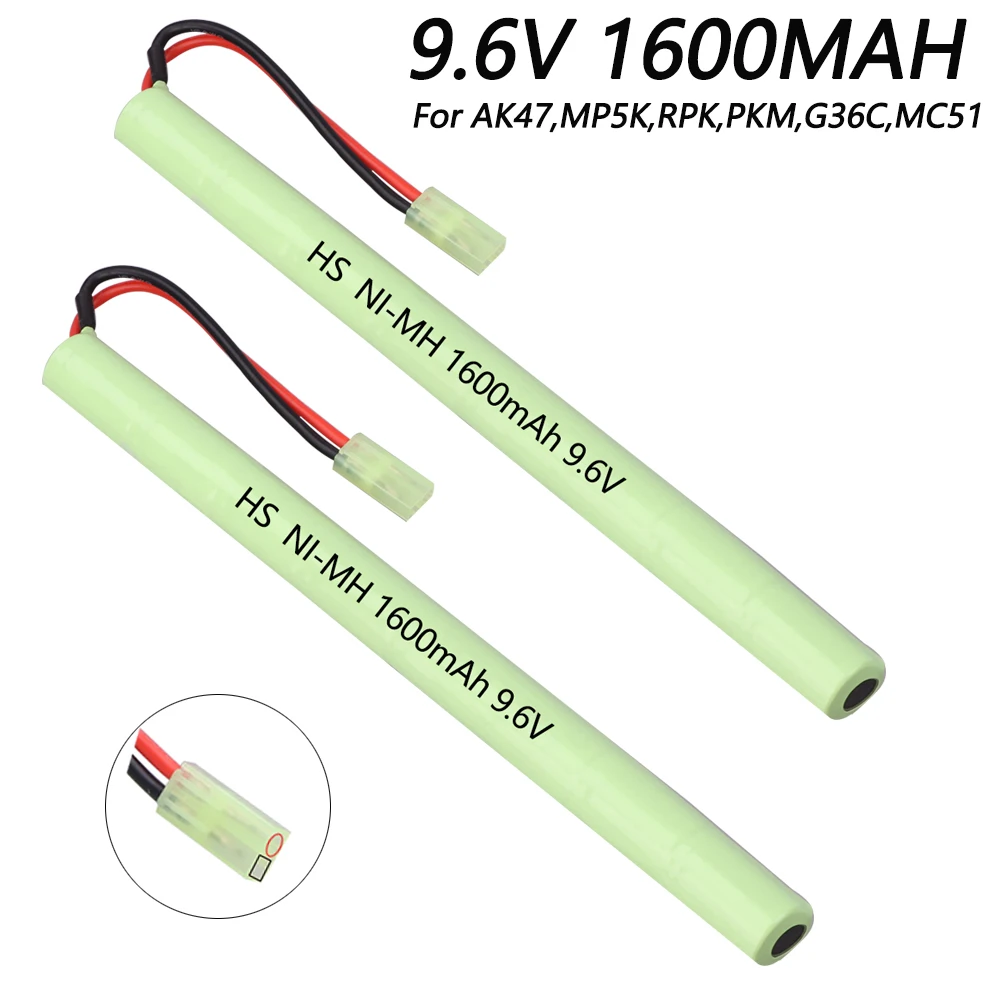 9.6V 1600mAh  2/3A Stick NIMH Battery Airsoft Guns battery with Mini Tamiya Connector for AK47,MP5K,RPK,PKM,G36C,MC51 toys parts