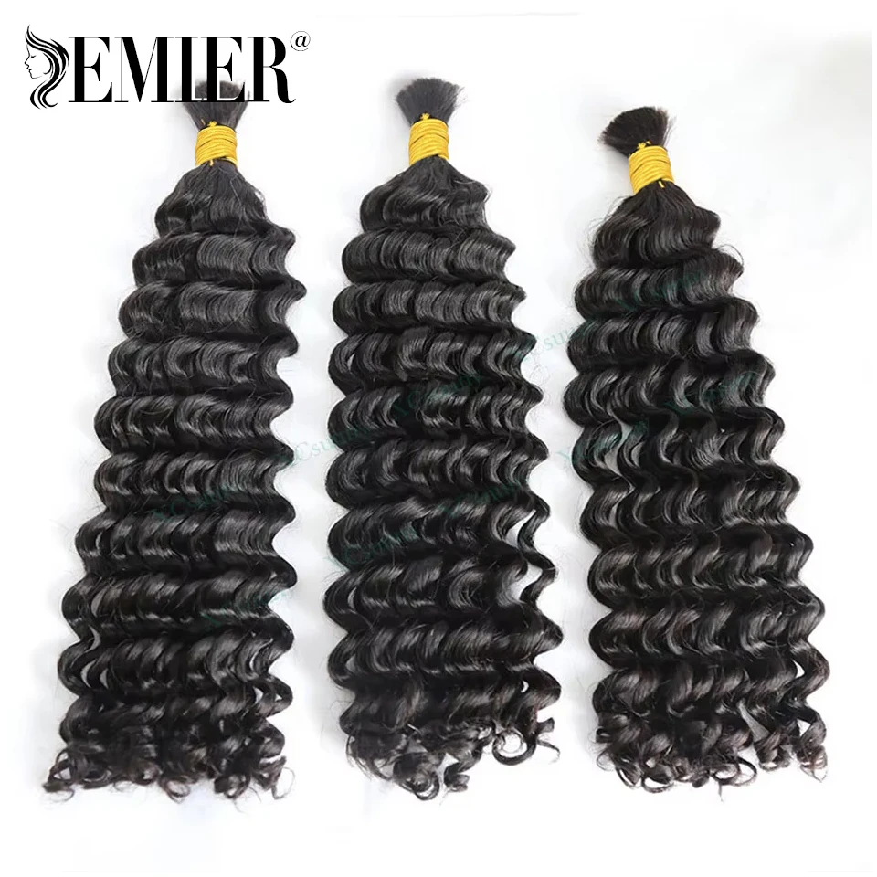 1/3 حزم تجديل الشعر البشري لضفائر بوهو 16-26 بوصة الطبيعية الأسود البرازيلي ريمي موجة عميقة السائبة الشعر البشري للتضفير #2