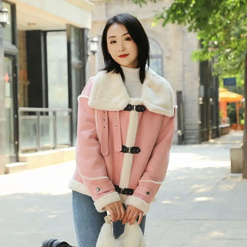 Thickened locomotive Clothing Women's Jacket Autumn Winter Fur Outer Wear Lnternet Cold-Proof Thickened Warm Jacket Thick Coat