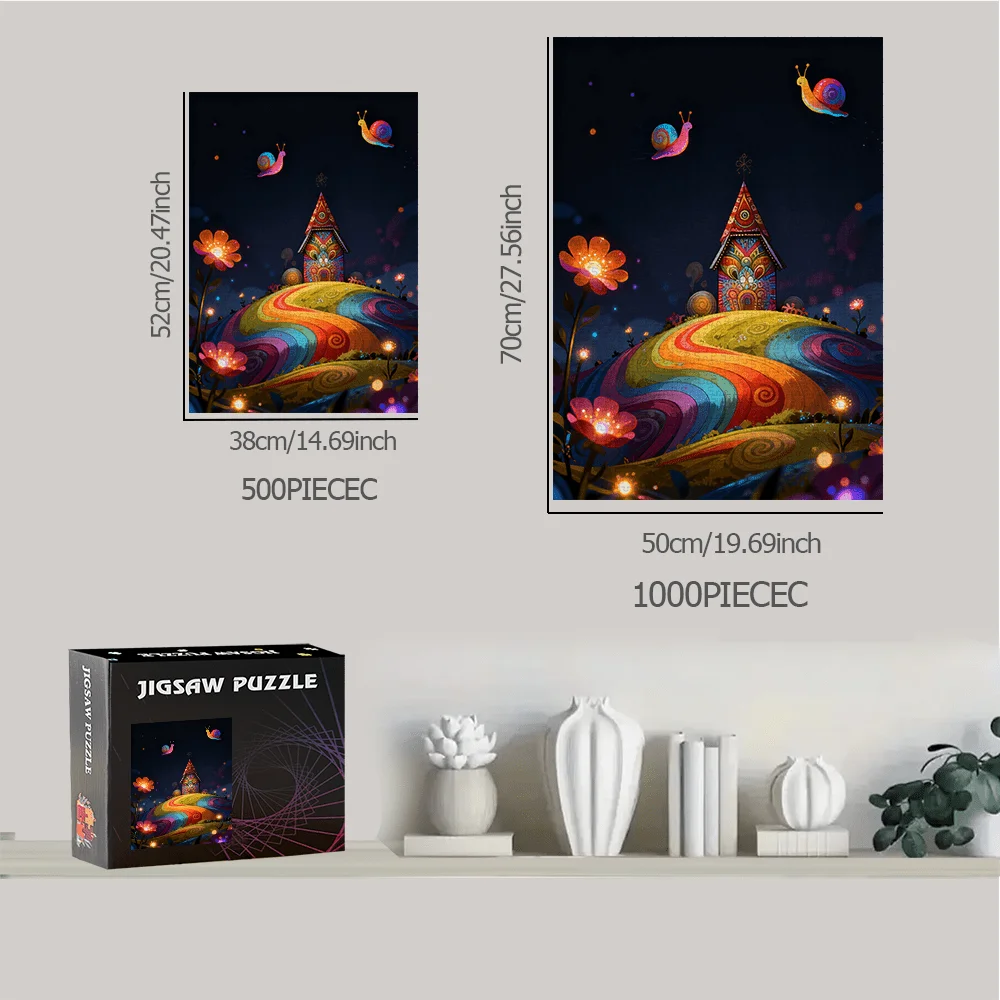 마법의 밤 달팽이 & 다채로운 오두막 직소 퍼즐 성인 어린이 판타지 테마 지적 게임 홈 레저 창의적 퍼즐 장난감