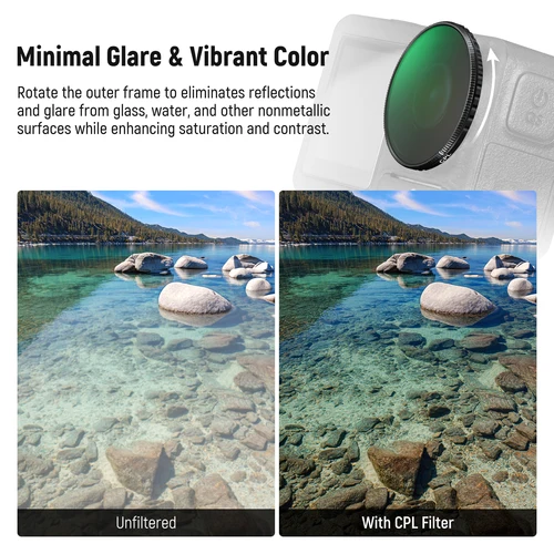 Imagen 2 del producto NEEWER Kit de accesorios de lente y filtro ND 4 en 1 para DJI Osmo Action 5 Pro/4, ND8-32 variable + CPL + difusión de niebla negra 1/4