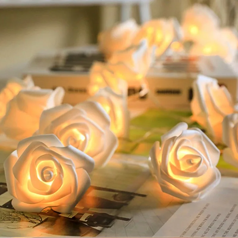 LED Rose Flower String Lights 3M Battery Powered Red White Fairy Garland For Wedding Bedroom Valentine Party And Christmas Decor