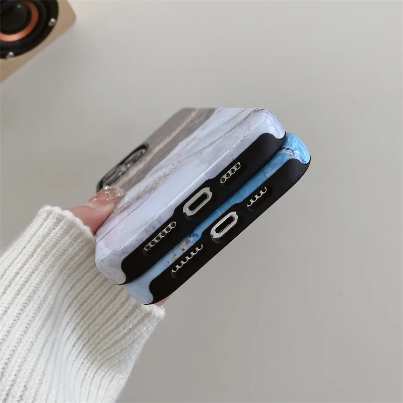 Funda protectora 2 en 1 de mármol con nombre personalizado para iPhone, carcasa brillante de silicona suave y dura para PC, 14, 13, 15 pro max, 12, 11 Pro Max, 14, 15plus