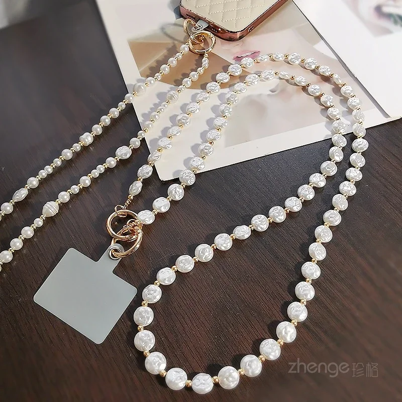 

Mobile Phone Lanyard Cross-body Pearl Bracelet with Anti Loss Clip Phone Case Universal for IPhone 15 Pro Max Phone Strap Charm
