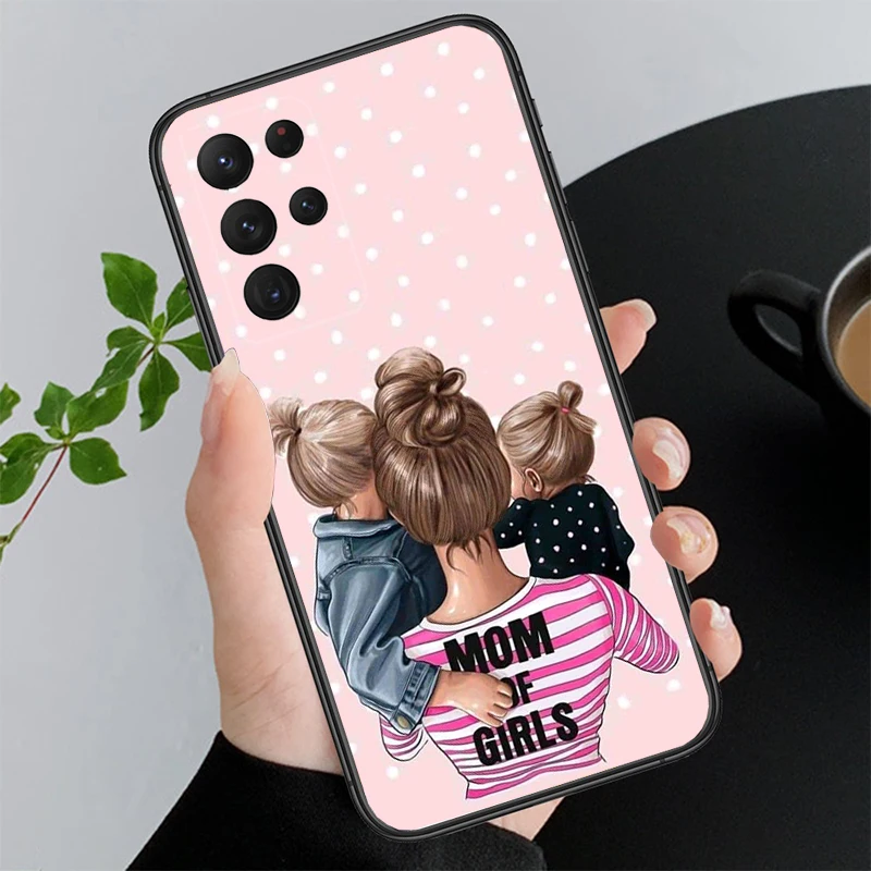 Phone Case for Samsung Galaxy A35 A55 A54 A15 A25 A05s A05 A22 A24 A52 A33 A34 M34 M14 M54 M23 Mom Dad Boy Girl Baby Case